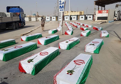 ایران به عطر شهدای دفاع مقدس معطر شد/ ورود پیکر ۱۸ شهید تازه تفحص‌شده از مرز شلمچه +فیلم
